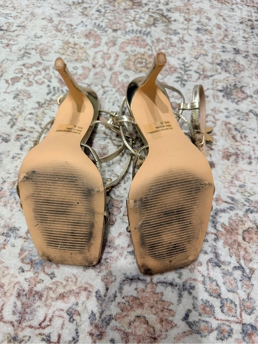 Metallic Gold Butterfly Strappy Women's Sandals